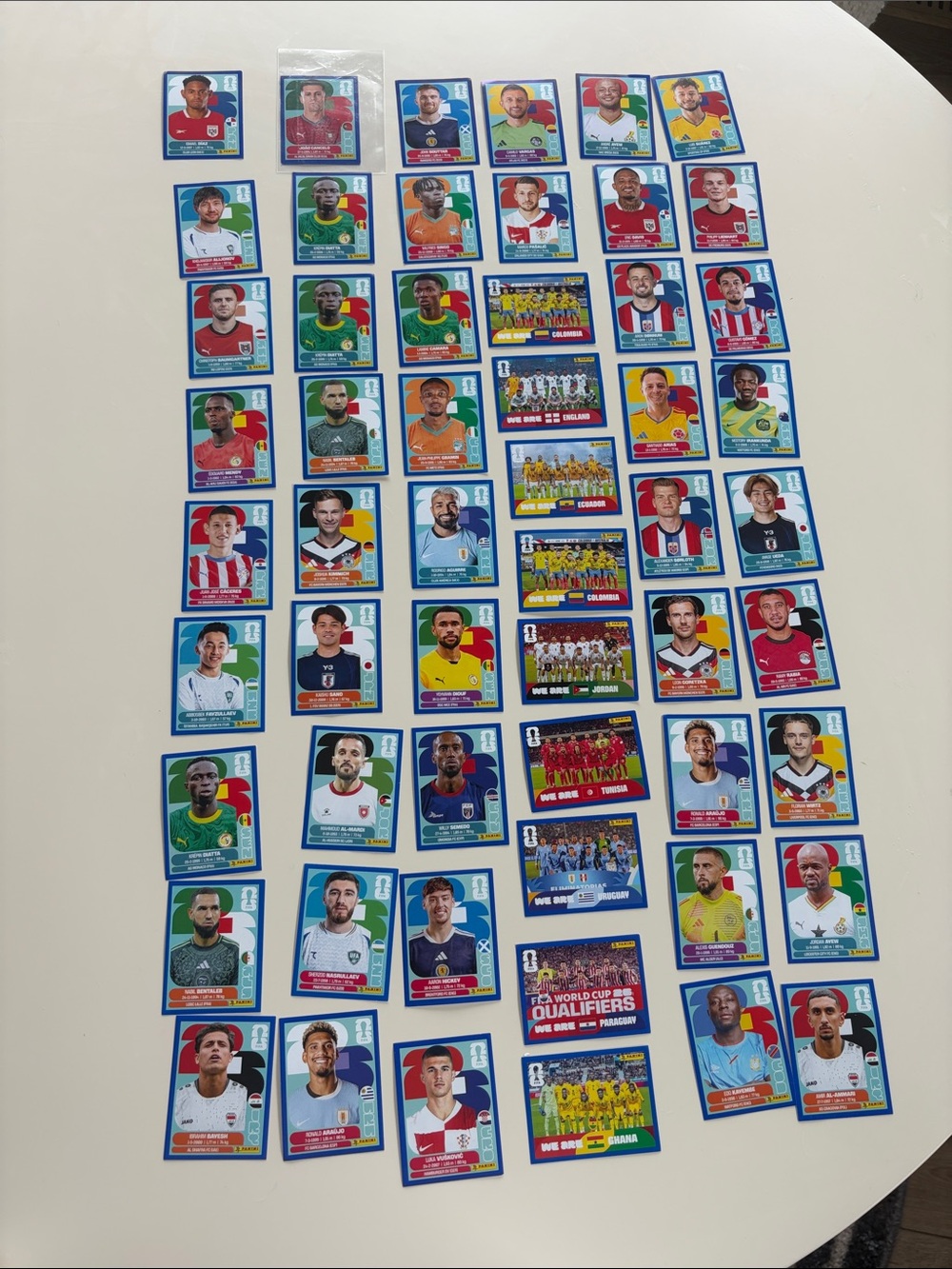 Panini Blue Parallel FIFA World Cup Player and Team Sticker Lot